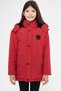 Girl's Red Fiber Removable Hooded Windproof Winter Coat & Parka