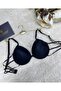 Le Jardin Valeria Ribbed and Stoned Micro Push-Up Bra with String Detail on the Back - 7007 - 3