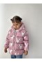 Printed Inflatable Baby Girl Coat with Soft Fleece Inside and Hood - 5