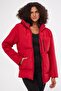 Women's Red Fiber Hooded Windproof Puffer Winter Coat - 6