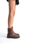 Tan Side Zipper Rubber Sole Buckle Round Toe Women's Boots - 5