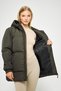 Women's Khaki Fiber Hooded Windproof Inflatable Winter Coat - 6