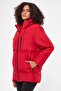 Women's Red Fiber Hooded Windproof Puffer Winter Coat - 3