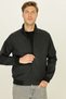 Men's Black Windproof Ultra Light Stand Collar Black Sports Coats - 3