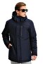 Men's Navy Blue Hooded Windproof Winter Coat & Coat & Parka