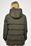 Women's Khaki Fiber Hooded Windproof Inflatable Winter Coat - 7