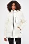 Women Beige Fiber-Filled Hooded Windproof Puffer Winter Coat
