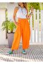High Waist Orange Muslin Trousers - Wide Cut Bohemian Style - 2