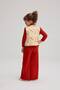 Quilted Vest Knitwear Turtleneck Body and Knitwear Trousers 3-Piece Bottom-Top Set Red Color - 2