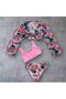 New Season Girl's Pink Color Floral Pattern Bolero / Pareo Bikini Set 3-Piece Set - 3