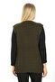 Women's V-Neck Winter Thick Wool Chain Modeled Knitwear Buttoned Pocket Mother Vest - 4