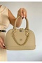 Women's Embossed Chain Embossed Patterned Cotton Woven Strap Vegan Shoulder Bag and Wallet - 5