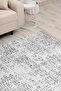 Nordic Patterned Light Gray Black Washable Non-Slip Base Chenille Machine Carpet 7806 - 2