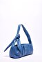 Soft Napa Leather Baguette Look Drawstring Strap Detailed Shoulder Bag - My - - 3