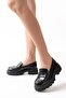 746-759 Black Patent Leather Daily High-Sole Loafer Shoes - 3