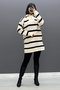Zipper Collar Striped Knitwear Sweater Sk-8319 - 3