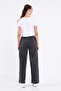 Women's Seasonal Loose Wide Comfortable Anthracite Sweatpants with Side Pockets - 7