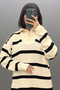Zipper Collar Striped Knitwear Sweater Sk-8319 - 2