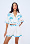 Natural Embroidery Printed Crop Shirt - 4