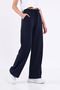 Women's Seasonal Loose Wide Comfortable Leg Navy Blue Sweatpants with Side Pockets - 5