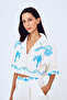 Natural Embroidery Printed Crop Shirt