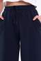 Women's Seasonal Loose Wide Comfortable Leg Navy Blue Sweatpants with Side Pockets - 6