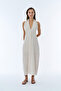 Halter Neck Slit Linen Dress Natural