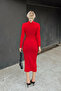 Women's Gathered Turtleneck Long Sleeve Sandy Long Dress - 5