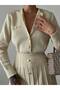 Knitwear Pleated Skirt Cardigan Set - 2