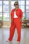 COTTON Viscose Button-Front Pocketed SHIRT AND PLUS SIZE ELASTIC WAIST DRAWSTRING PANTS TWO-PIECE SET - 4