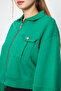 Women's 3-Thread Fleece Lined Balloon Sleeve Pocket Zipper Shirt Collar Jacket - 7