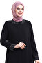 Collar and Sleeve Jewelled Hijab Ferace 23300-23 Black - 4