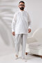 White Men's Relaxed Fit 3-Button Judge Collar Hajj and Umrah Linen Shirt - 6