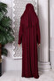 One Piece Practical Hijab Robe Prayer Dress 8015 Burgundy - 6