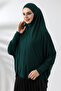 Emerald Green Ready Practical Sultanbaş Hijab Sleeve Combed Cotton Souffle Scarf Hijab - 5