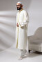 Cream Men's Prayer Dress Rose Pattern Embroidered Judge Collar İmam Cube - 2