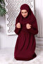 One Piece Practical Hijab Robe Prayer Dress 8015 Burgundy - 5