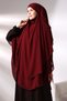 Burgundy Chiffon Three Layers with Veil Long Hijab Souffle Scarf - 3