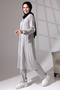 Women's Wrinkled Fabric Hidden Zipper Double Suit Hajj Umrah Outfit Gray - 3