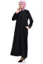 Collar and Sleeve Jewelled Hijab Ferace 23300-23 Black - 3