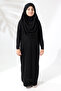 One Piece Practical Children's Prayer Dress with Headscarf Black - 2