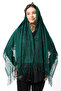 Green Tasseled Tulle Shawl Mevlüt Coverlet