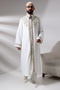 White Hakim Collar Embroidered Men's Prayer Robe Imam Cibah - 2