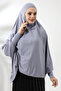 Gray Ready Practical Sultanbaş Hijab Sleeve Combed Cotton Souffle Scarf Hijab - 5
