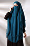 Petrol Chiffon Three Layers with Veil Long Hijab Souffle Scarf - 2