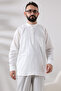 White Men's Relaxed Fit 3-Button Judge Collar Hajj and Umrah Linen Shirt