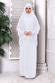 White Women's Two-Piece Veiled Combed Cotton Prayer Dress