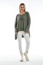 Women's Italian Khaki Crew Neck Loose Oversized Knit Blouse Tunic Sweater - 2