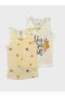 Girls' Cotton Yellow and White Floral Print 2-Pack Tank Top - 2