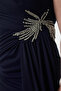 Plus Size Navy Blue V-Neck Sleeveless Jewelled Slit Evening Dress - TBBSS24AD00005 - 4